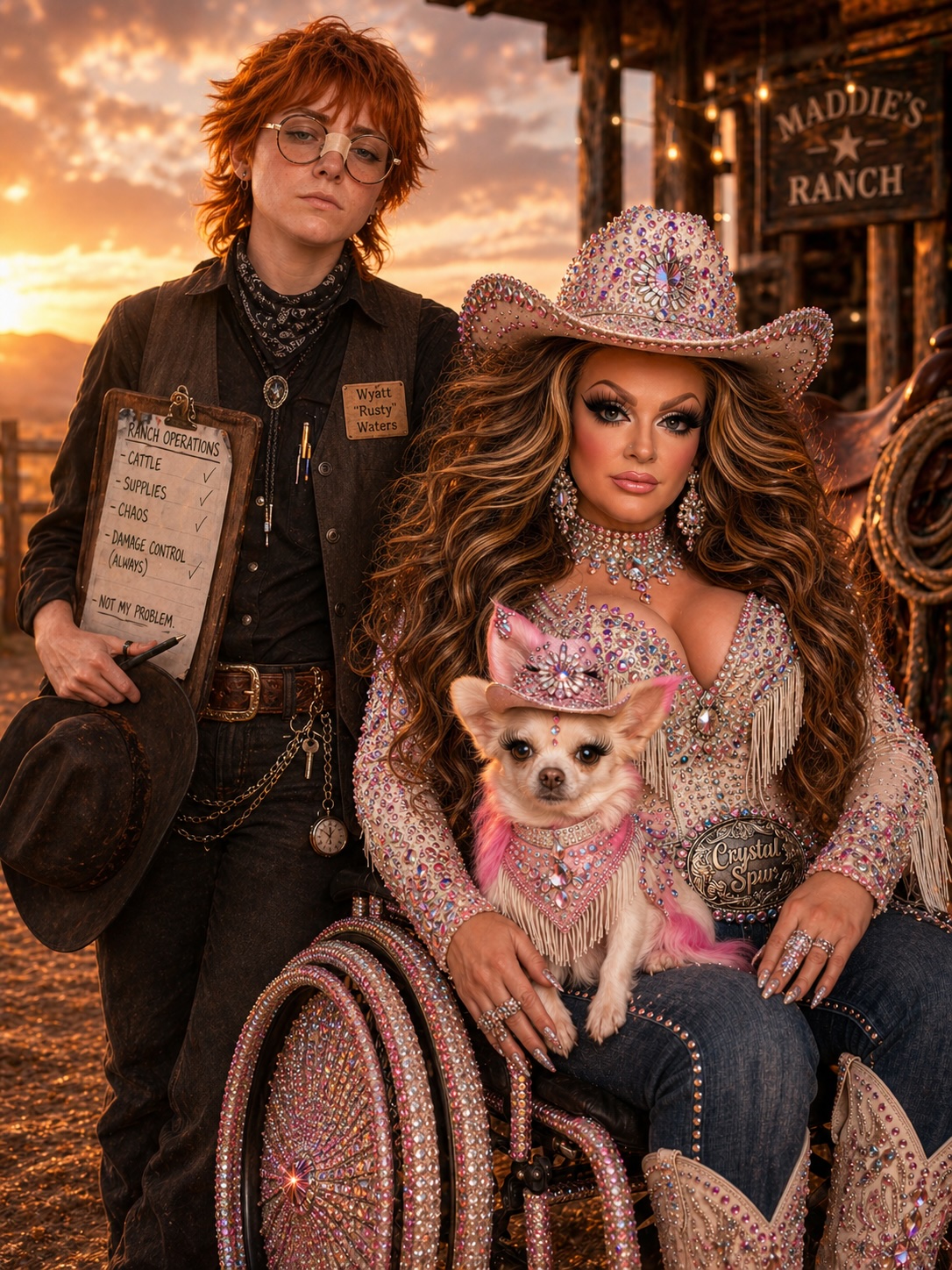 Crystal Spurs — cowboy chihuahua Dolly Barkon